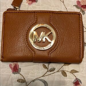 Michael Kors Brown Wallet with Gold Emblem